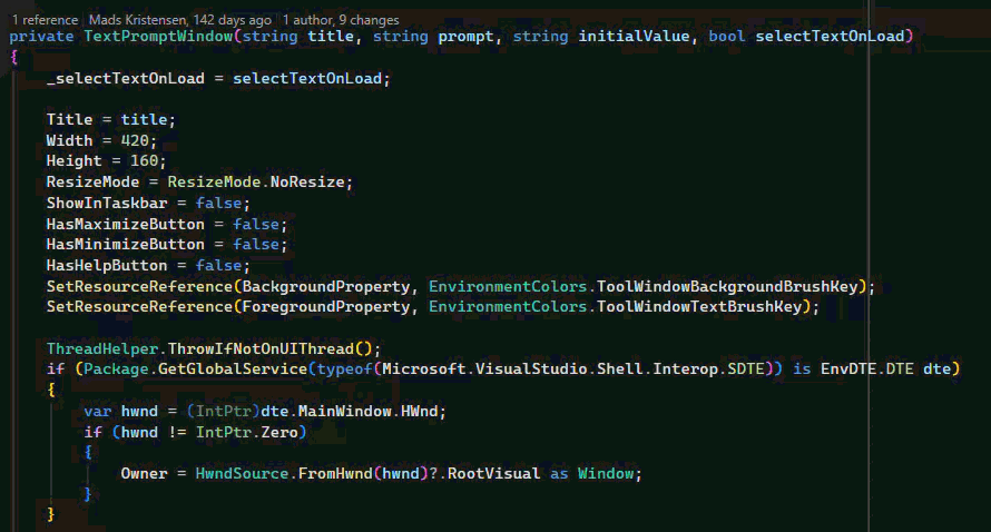 Visual Studio reflowing a document to the configured maximum line length.